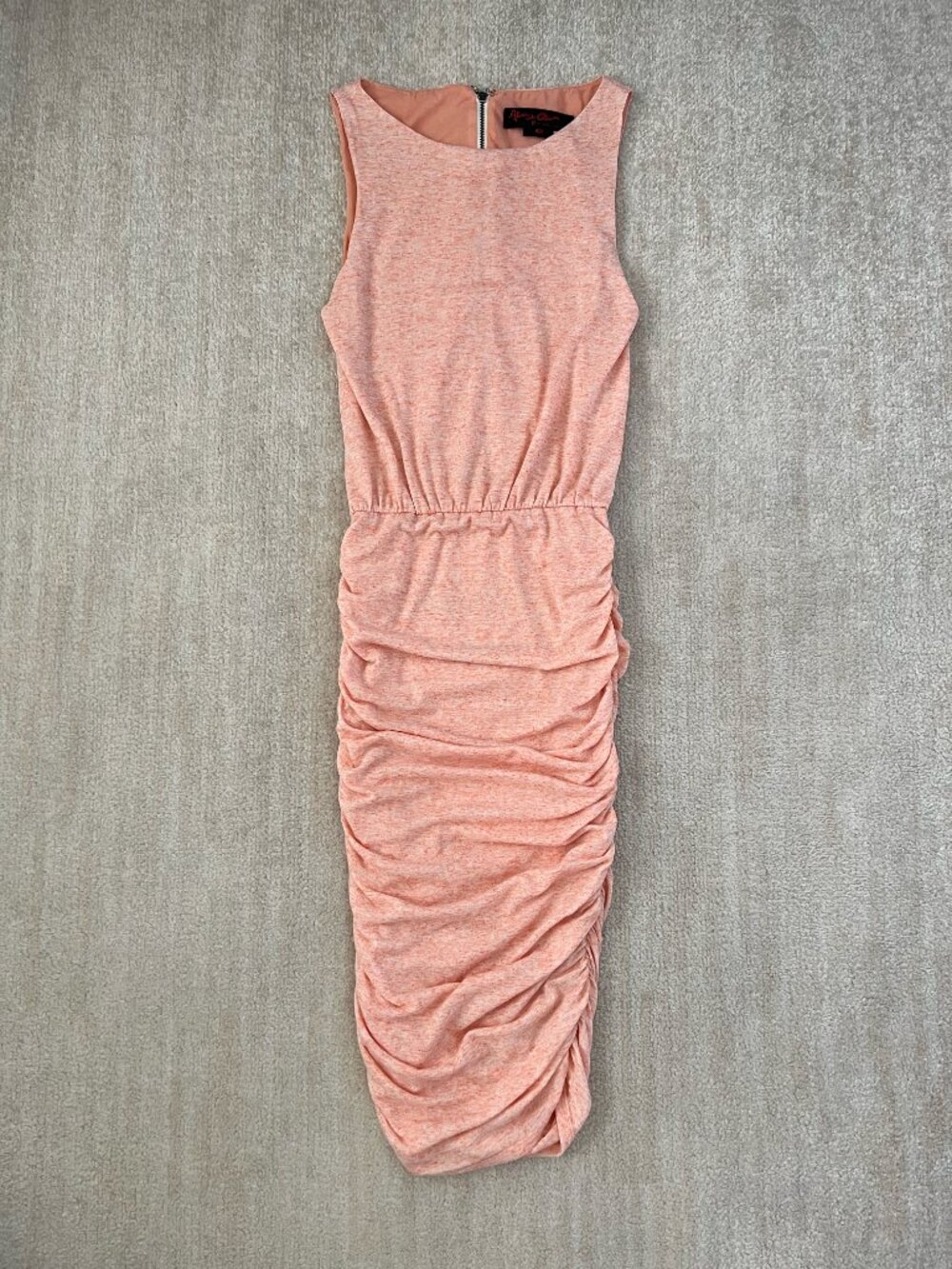 Alice + Olivia Air Flax Linen Summer Cocktail Ruched Bodycon Midi Dress